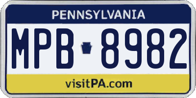 PA license plate MPB8982