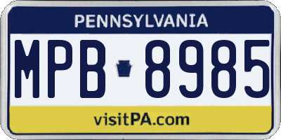 PA license plate MPB8985