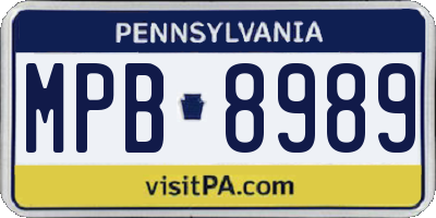 PA license plate MPB8989
