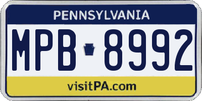 PA license plate MPB8992