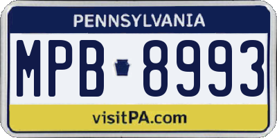 PA license plate MPB8993
