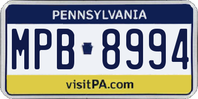 PA license plate MPB8994