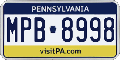 PA license plate MPB8998