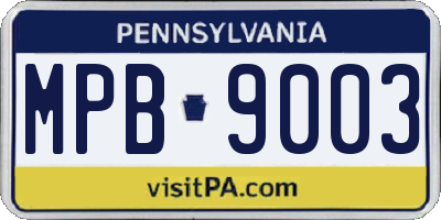 PA license plate MPB9003
