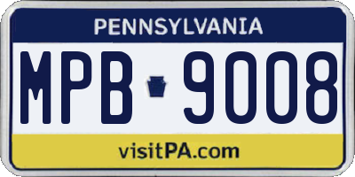 PA license plate MPB9008