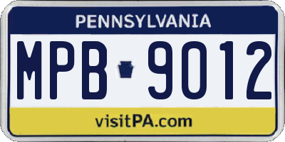 PA license plate MPB9012