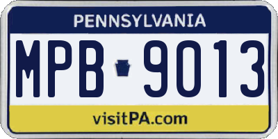 PA license plate MPB9013