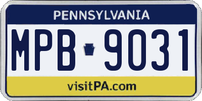 PA license plate MPB9031