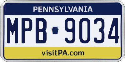 PA license plate MPB9034