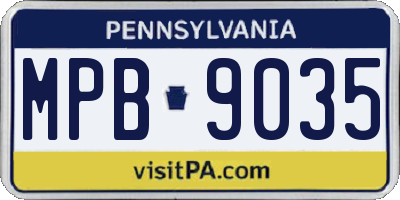 PA license plate MPB9035
