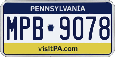 PA license plate MPB9078
