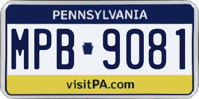 PA license plate MPB9081
