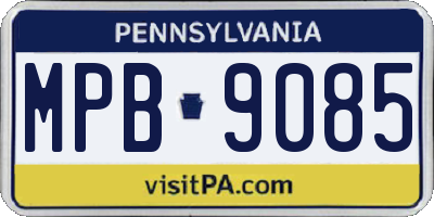 PA license plate MPB9085