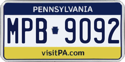 PA license plate MPB9092
