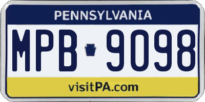 PA license plate MPB9098