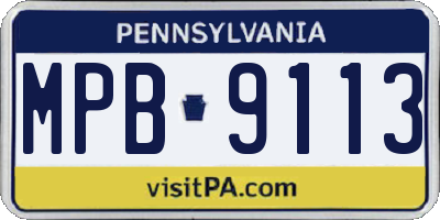 PA license plate MPB9113