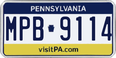PA license plate MPB9114