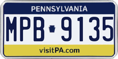PA license plate MPB9135