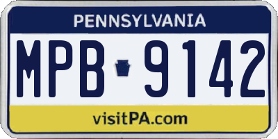 PA license plate MPB9142