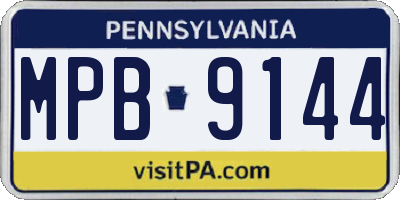 PA license plate MPB9144