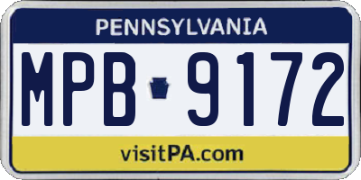 PA license plate MPB9172