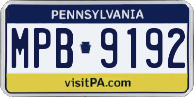 PA license plate MPB9192