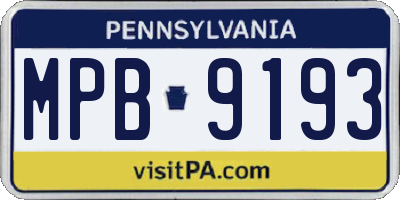PA license plate MPB9193