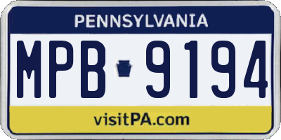 PA license plate MPB9194