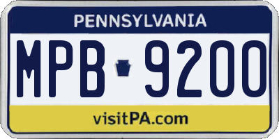 PA license plate MPB9200