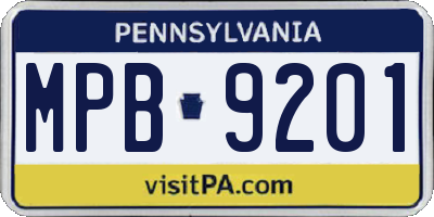 PA license plate MPB9201