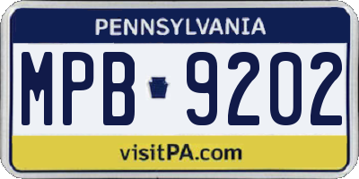 PA license plate MPB9202