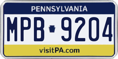 PA license plate MPB9204