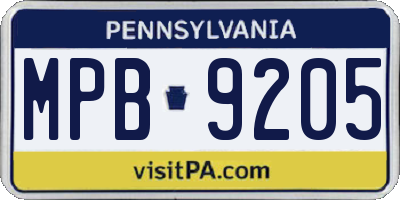 PA license plate MPB9205
