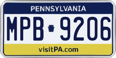 PA license plate MPB9206