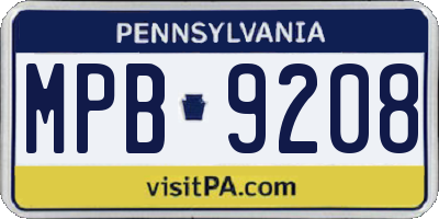 PA license plate MPB9208