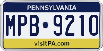 PA license plate MPB9210