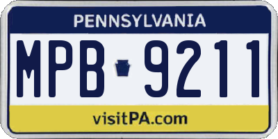 PA license plate MPB9211