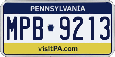 PA license plate MPB9213