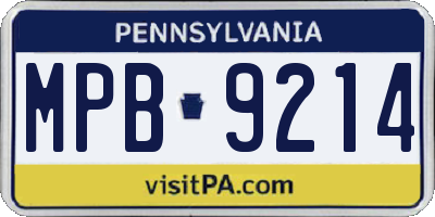 PA license plate MPB9214