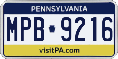 PA license plate MPB9216