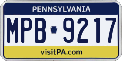 PA license plate MPB9217