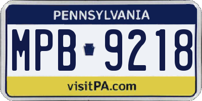 PA license plate MPB9218