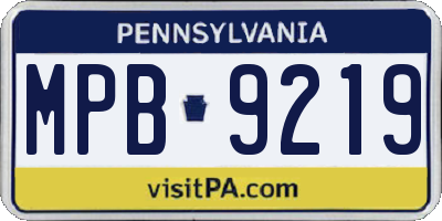 PA license plate MPB9219