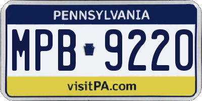 PA license plate MPB9220