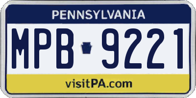 PA license plate MPB9221