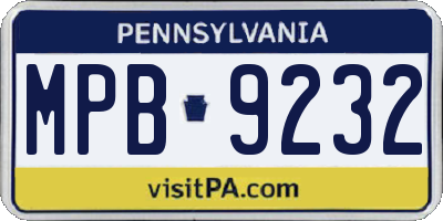 PA license plate MPB9232