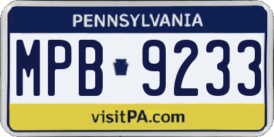 PA license plate MPB9233