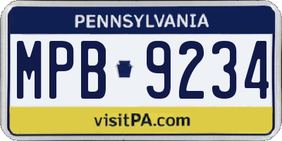 PA license plate MPB9234