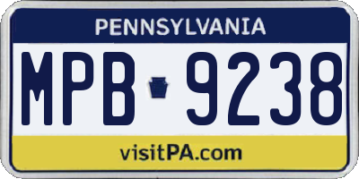 PA license plate MPB9238