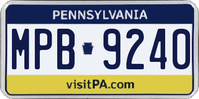 PA license plate MPB9240